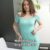 Woman in a turquoise lace off-shoulder dress poses in a room with overlay text: 'Watch now on Sugarbabestv'.